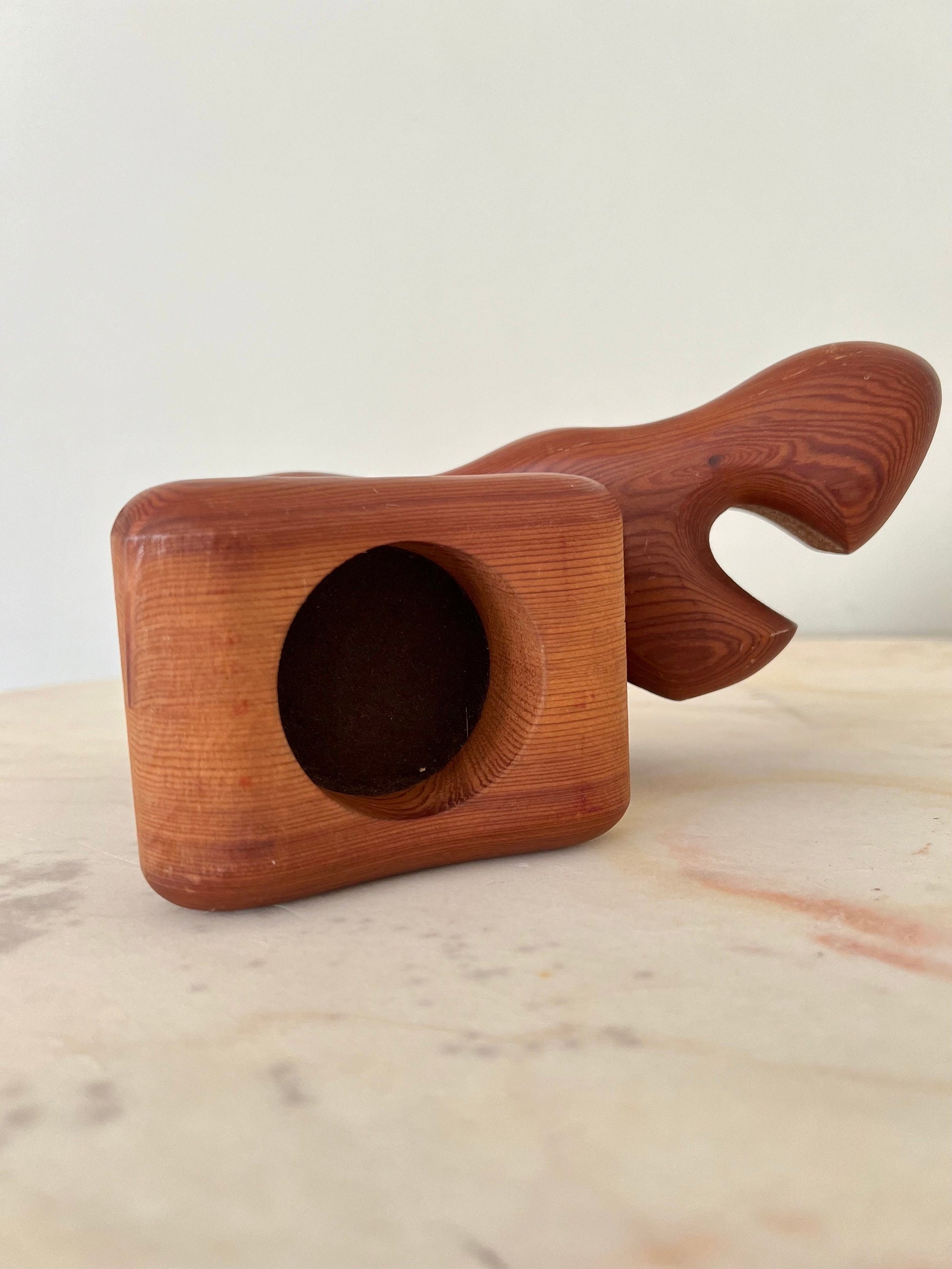 Vintage Fred Buss Hippo Trinket Box: Mid-Century Modern Redwood Figurine