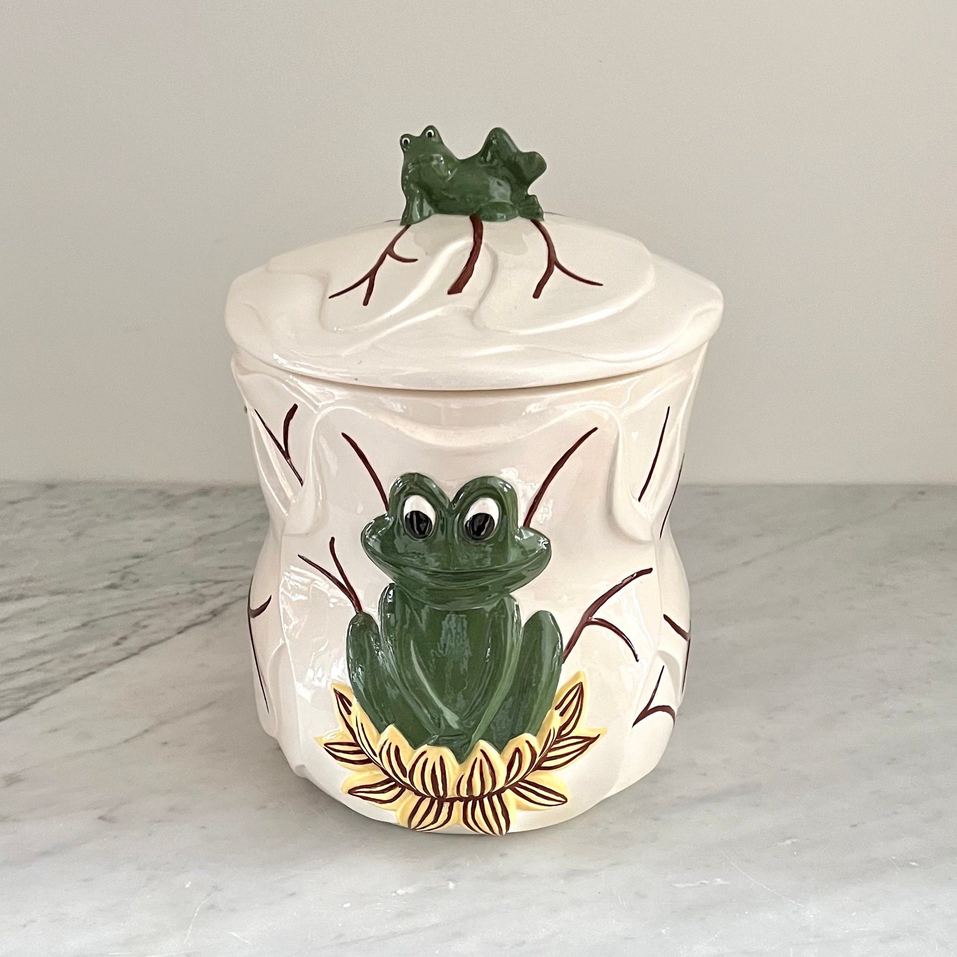 1970s Neil the frog canister set, Frog Canisters, Vintage Storage, Kitsch Kitchen Decor, Handmade & Handpainted Kimple Mold Corp