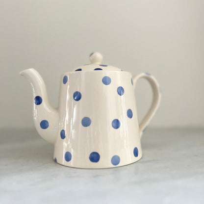 Vintage Moorland Blue Dot Tea Set: Staffordshire Pottery, England