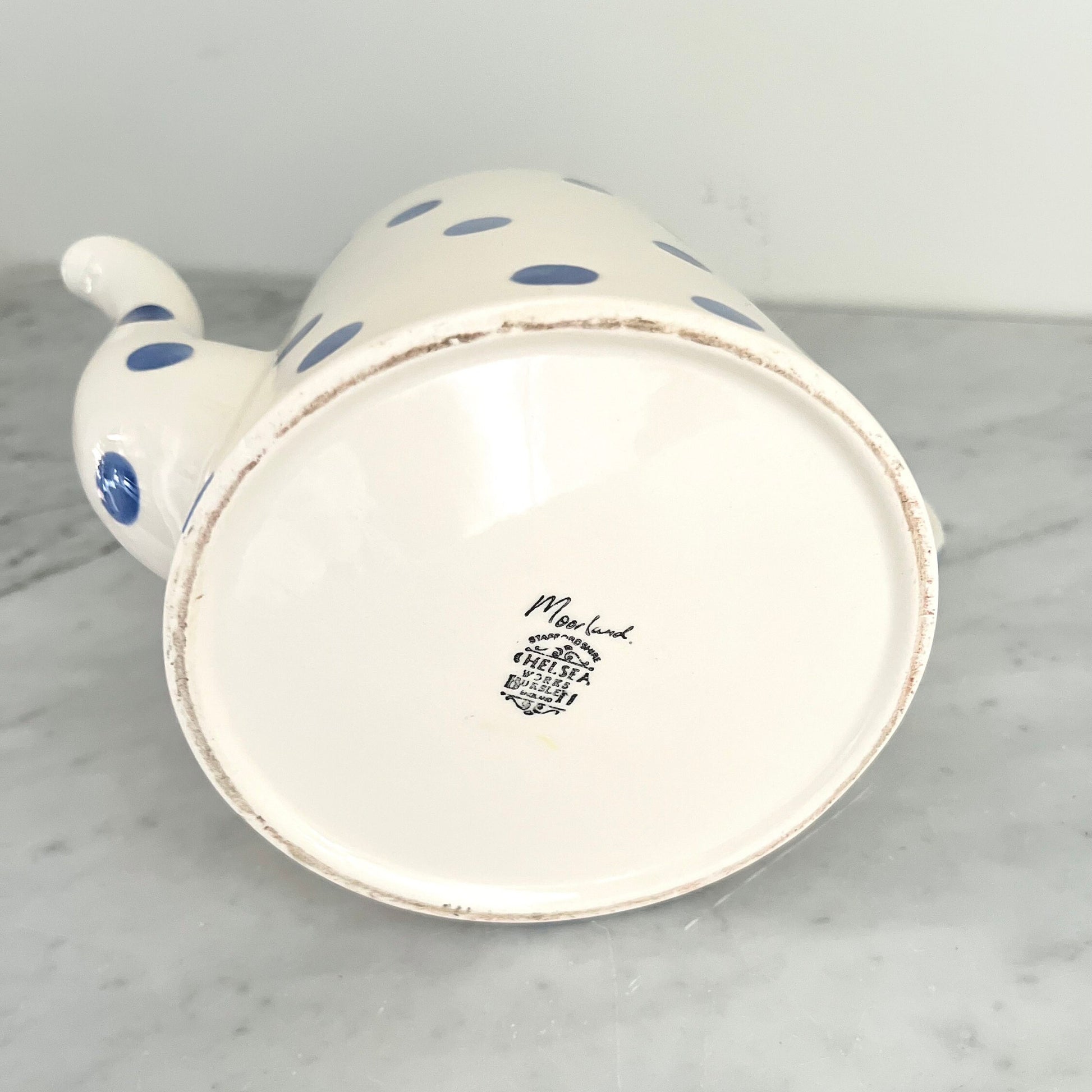 Vintage Moorland Blue Dot Tea Set: Staffordshire Pottery, England