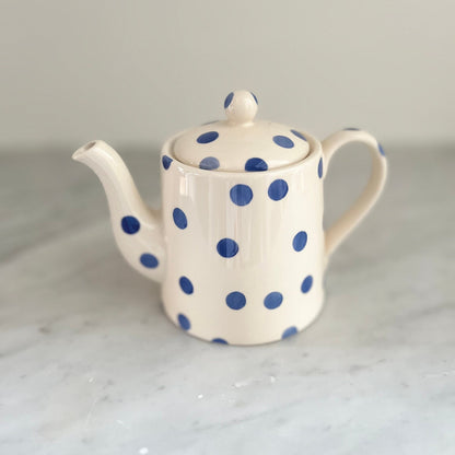 Vintage Moorland Blue Dot Tea Set: Staffordshire Pottery, England