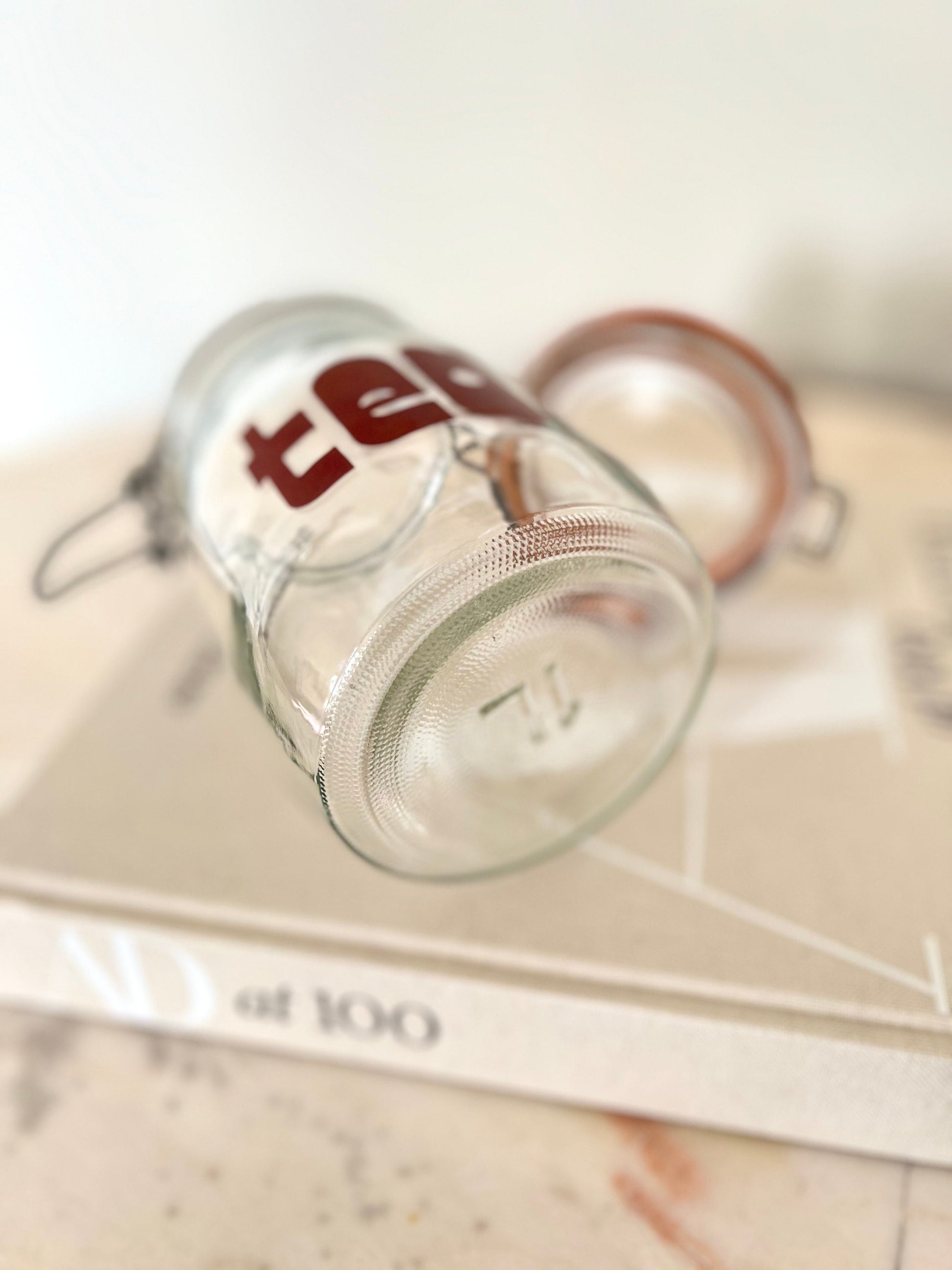 Triomphe Glass Tea Canister: 80s Retro Kitchen Storage Jar