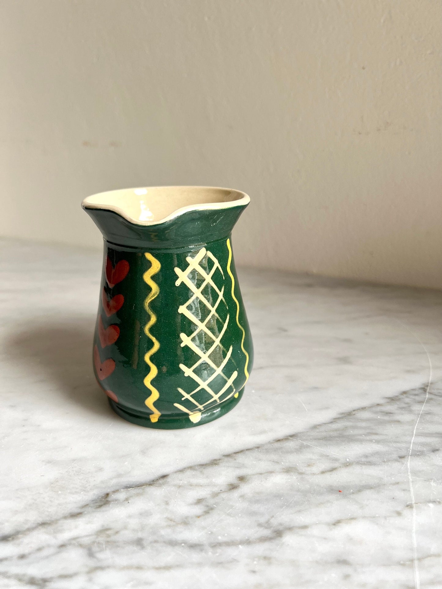 Handmade Green Ceramic Creamer: 70s West German Studio Pottery