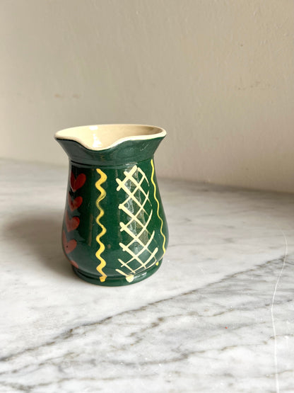 Handmade Green Ceramic Creamer: 70s West German Studio Pottery