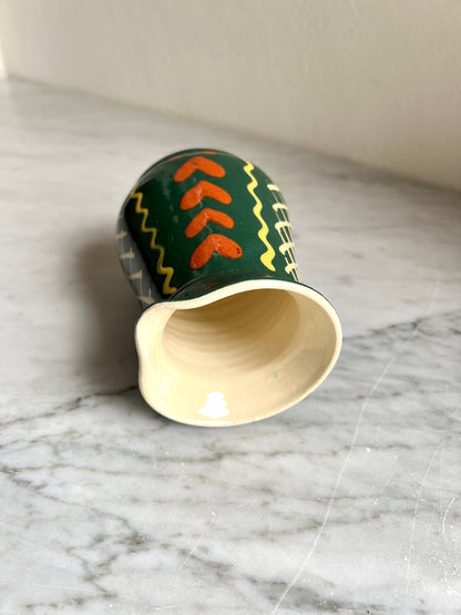 Handmade Green Ceramic Creamer: 70s West German Studio Pottery