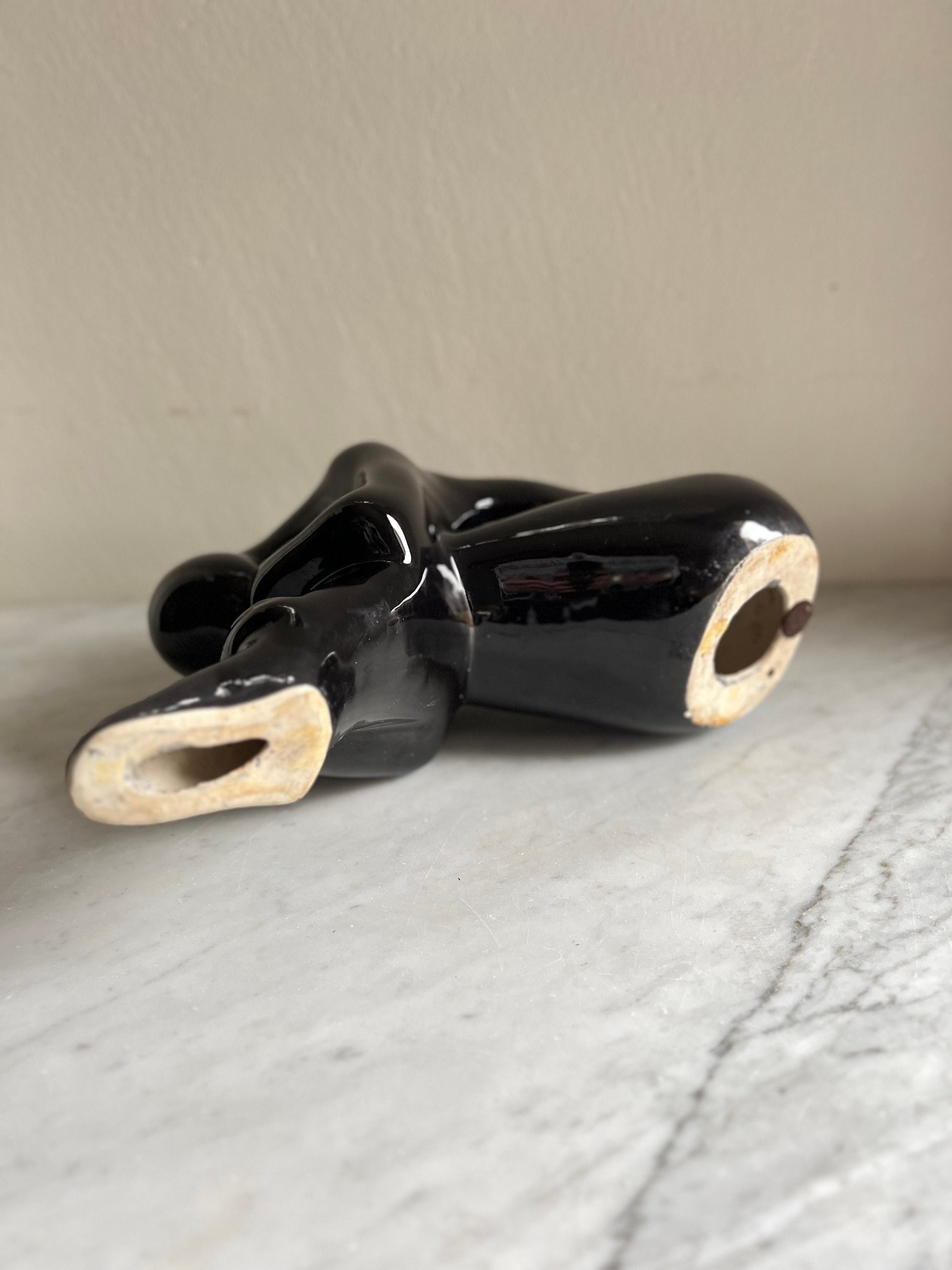 Vintage Pondering Woman, Mid Century Modern, Royal Haeger Black Ceramic Sculpture