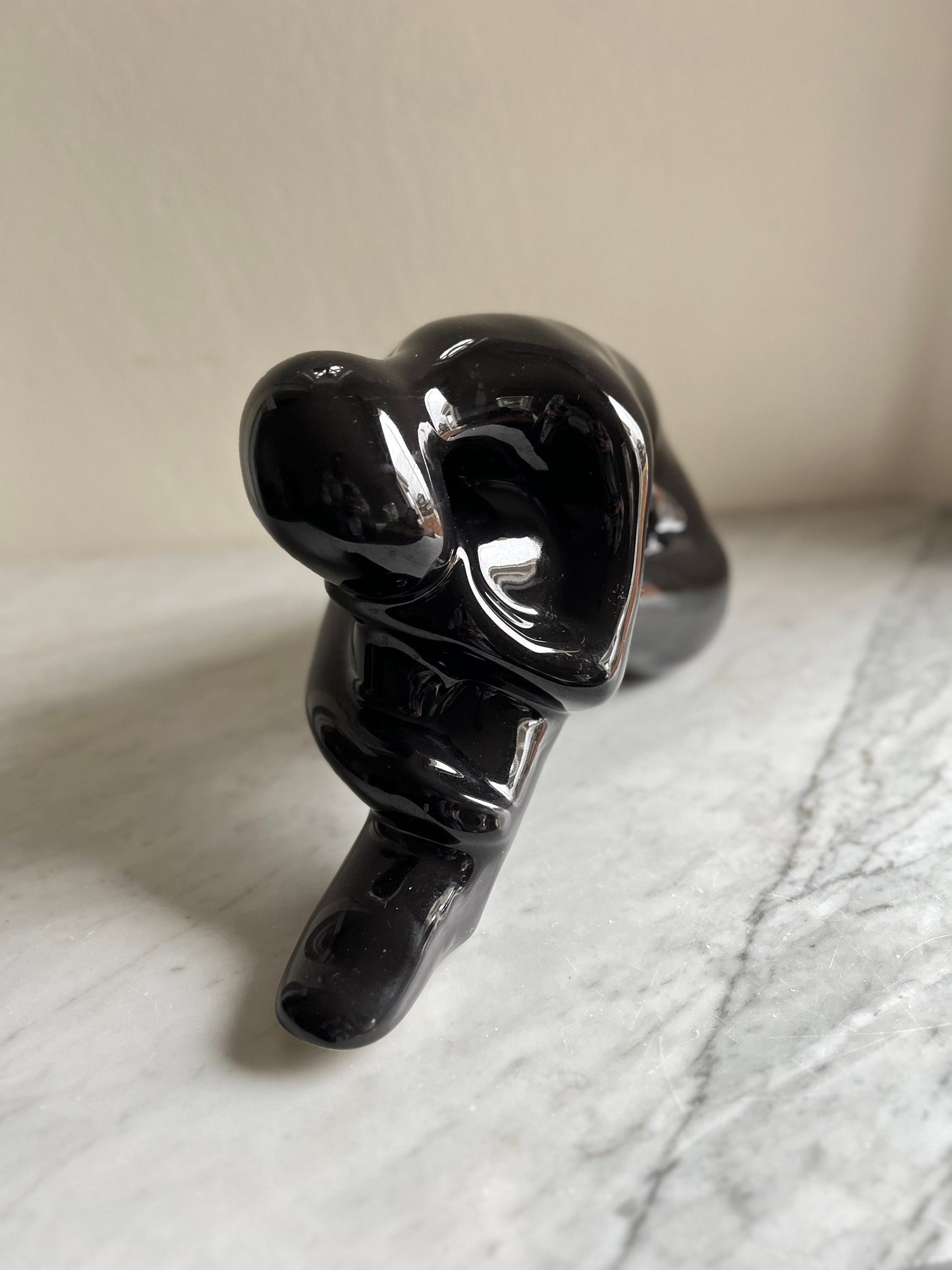 Vintage Pondering Woman, Mid Century Modern, Royal Haeger Black Ceramic Sculpture