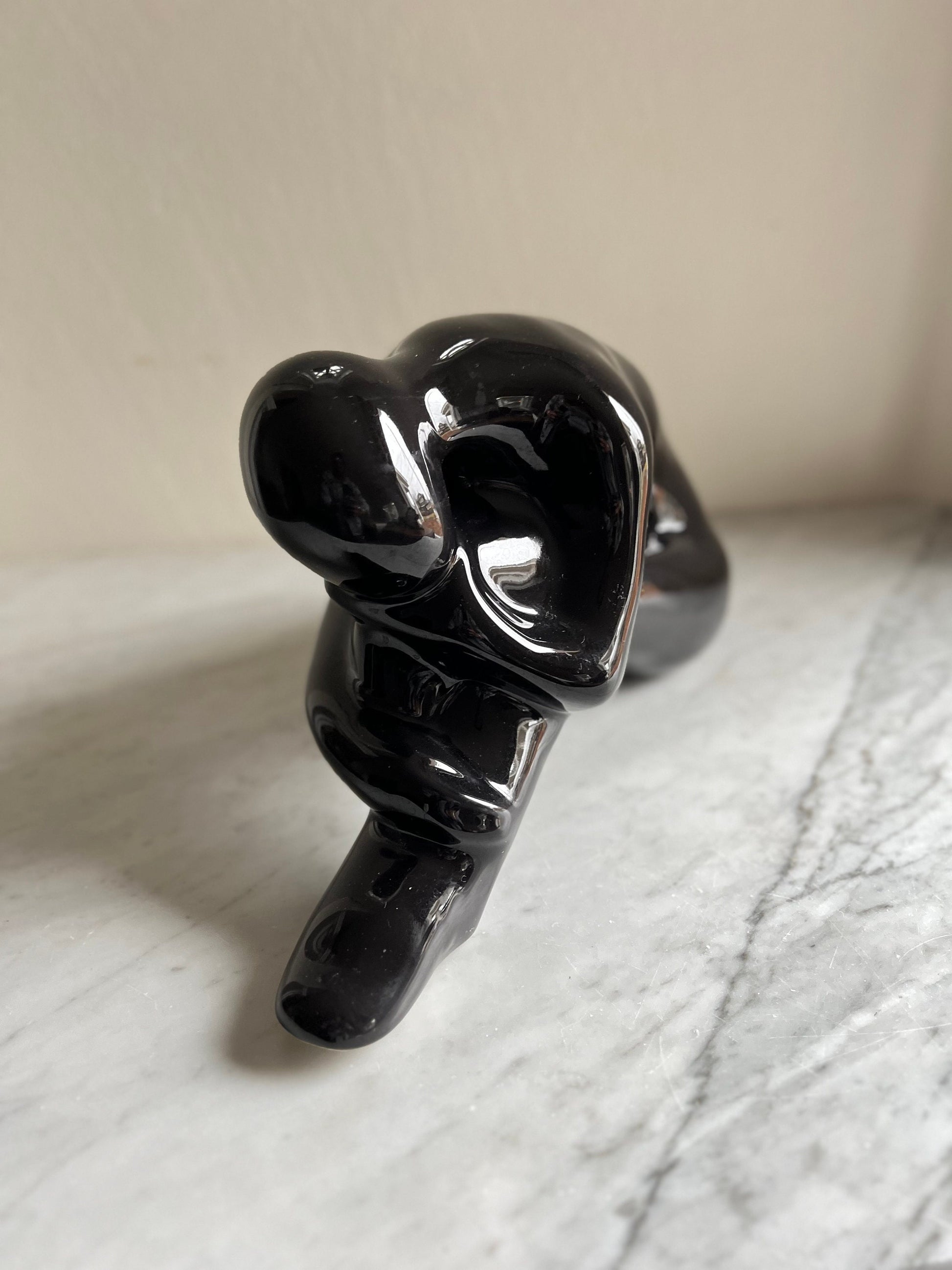 Vintage Pondering Woman, Mid Century Modern, Royal Haeger Black Ceramic Sculpture