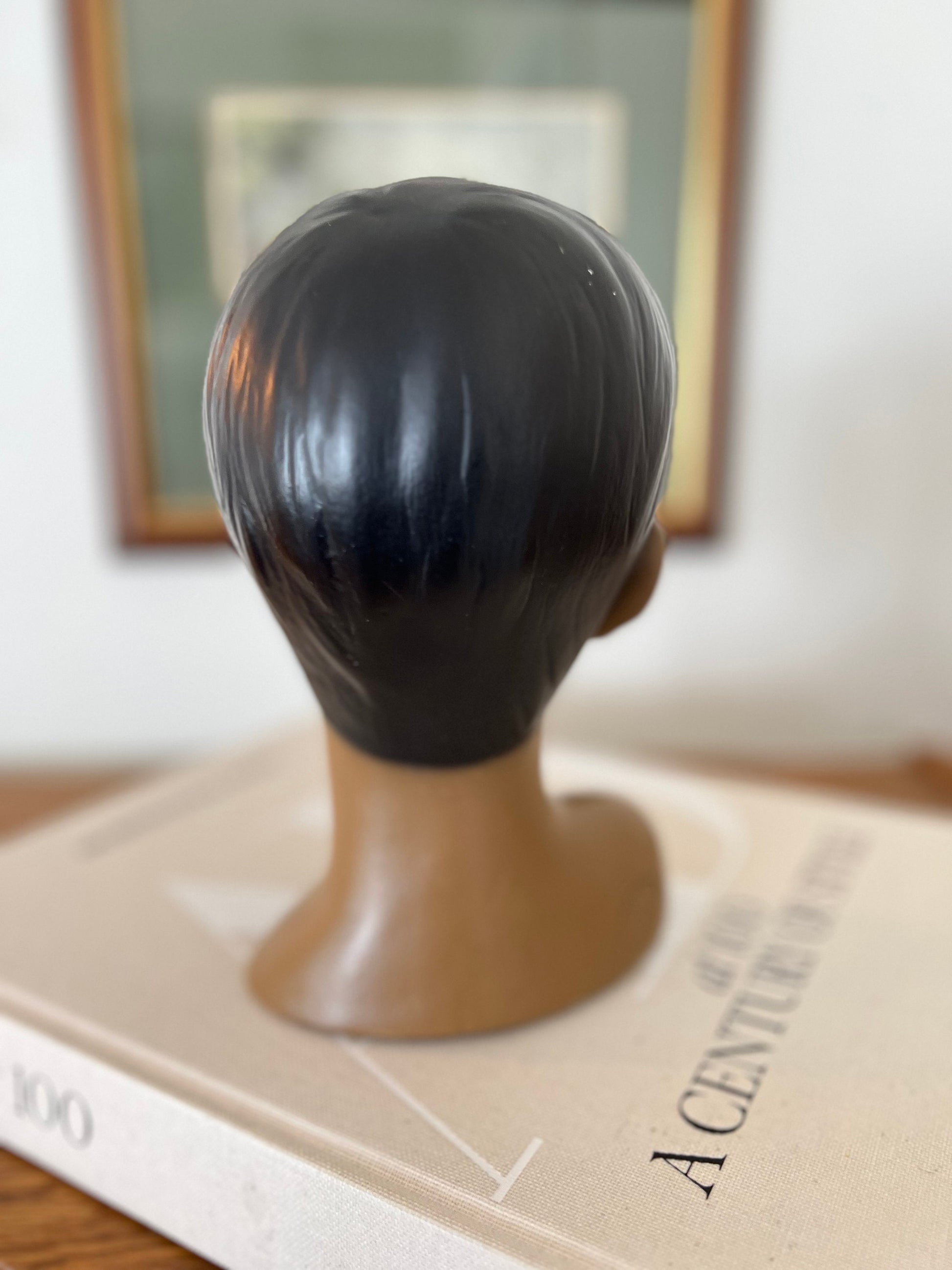 Vintage Chalkware Head Bust Sculpture by Marwal Industries, Mid Century Decor, Library Shelf Decor, Lady in Red Lipstick, Brown Skin Tone