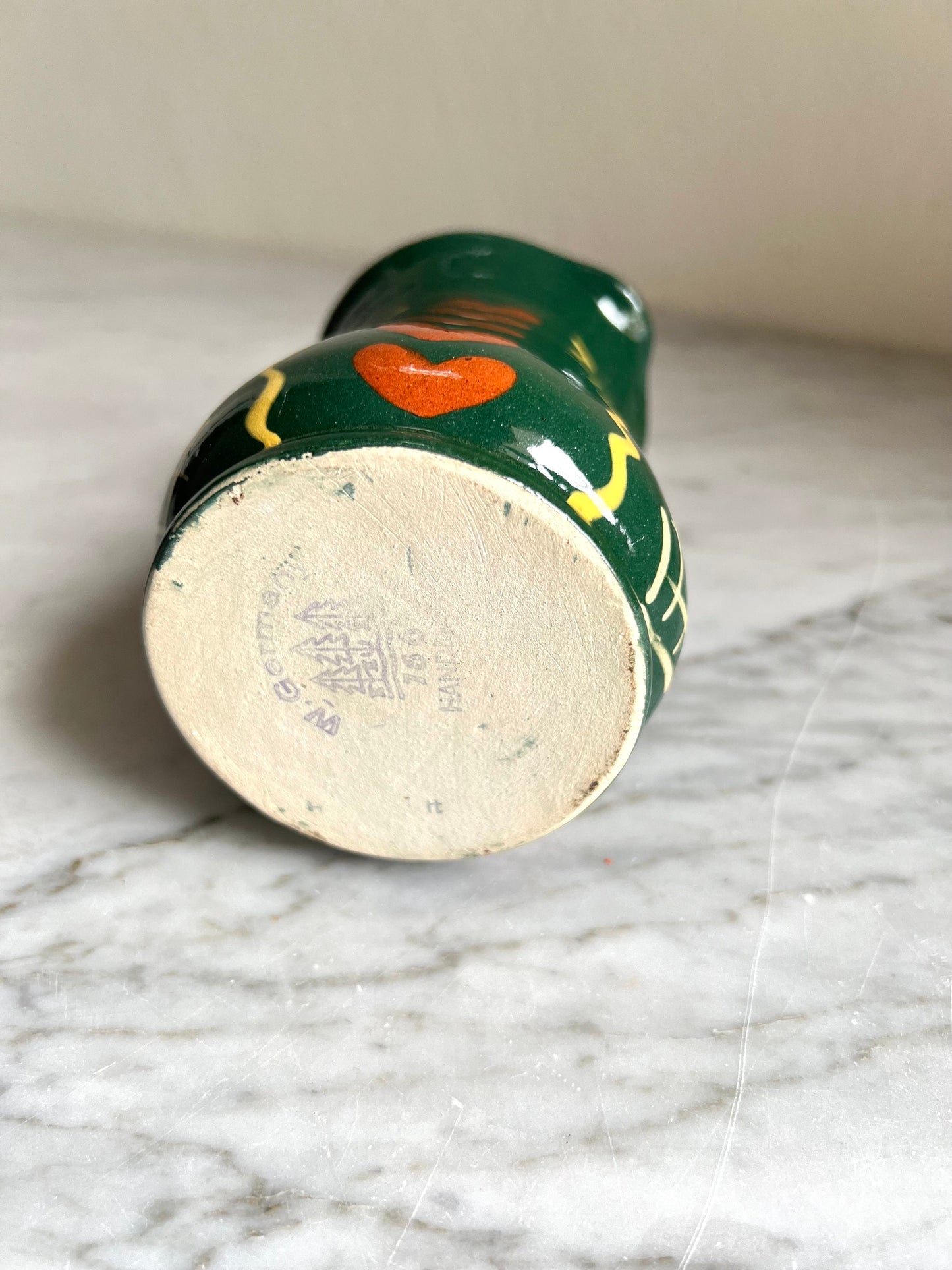 Handmade Green Ceramic Creamer: 70s West German Studio Pottery