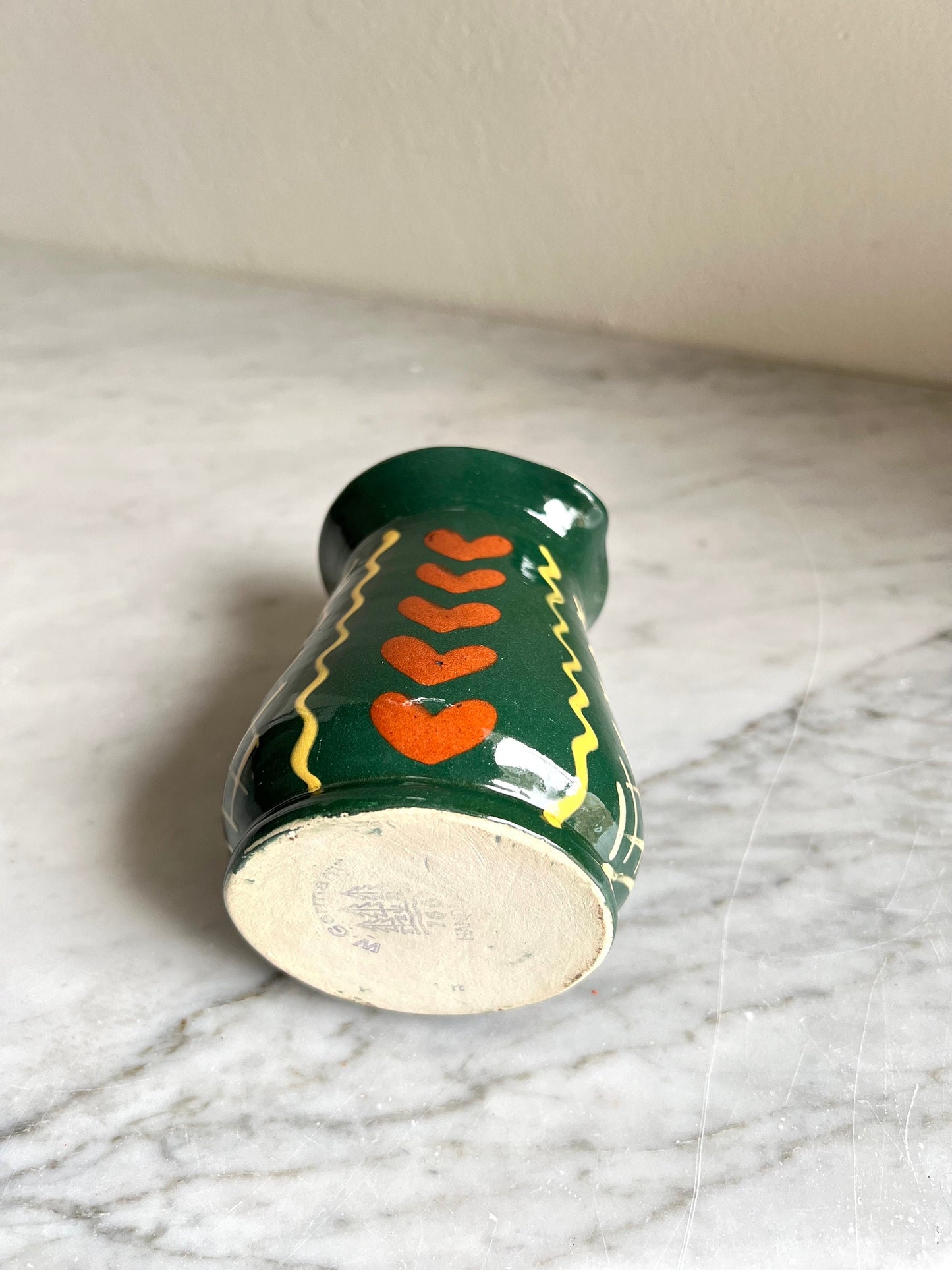 Handmade Green Ceramic Creamer: 70s West German Studio Pottery
