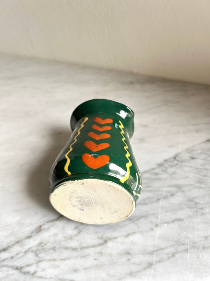 Handmade Green Ceramic Creamer: 70s West German Studio Pottery