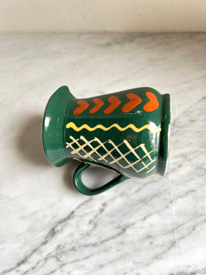 Handmade Green Ceramic Creamer: 70s West German Studio Pottery
