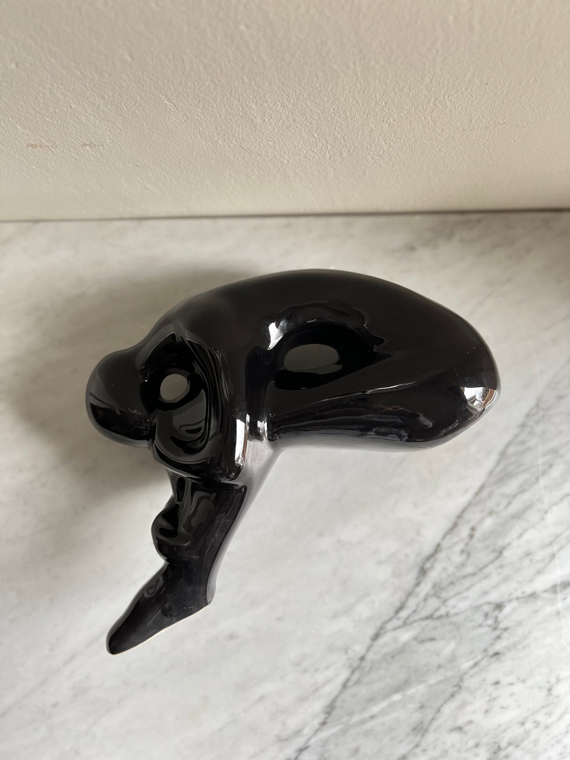 Vintage Pondering Woman, Mid Century Modern, Royal Haeger Black Ceramic Sculpture