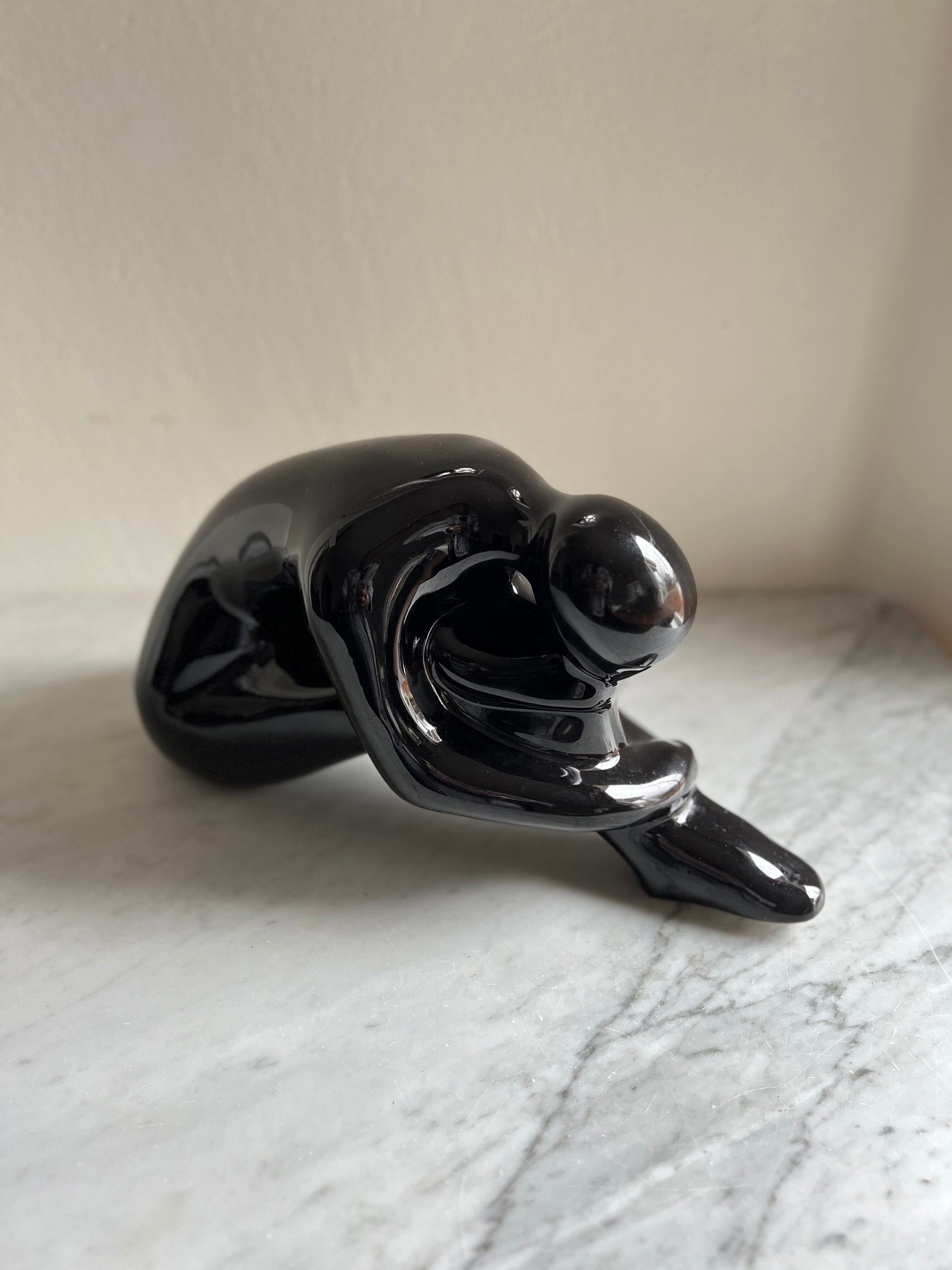 Vintage Pondering Woman, Mid Century Modern, Royal Haeger Black Ceramic Sculpture