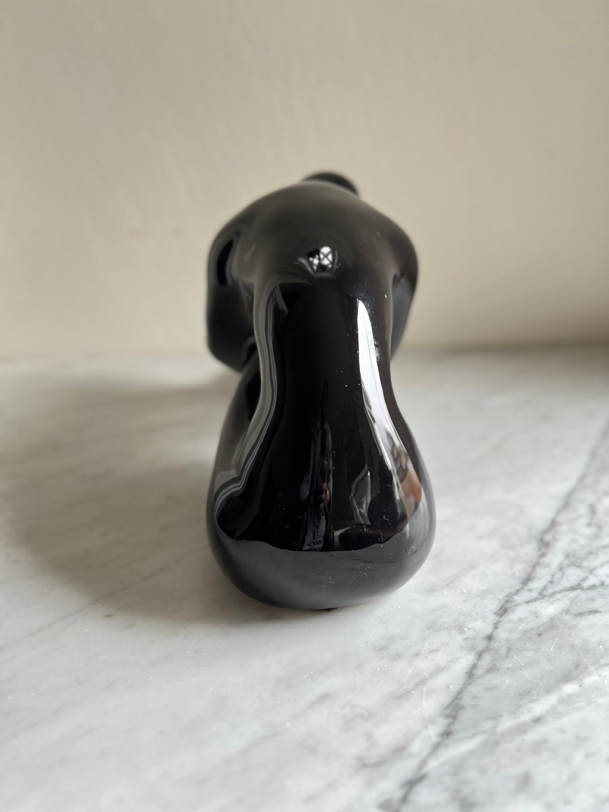 Vintage Pondering Woman, Mid Century Modern, Royal Haeger Black Ceramic Sculpture