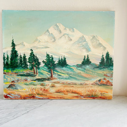 Bert Elstad Painting: Vintage Mid-Century Mountain Landscape Oil on Canvas
