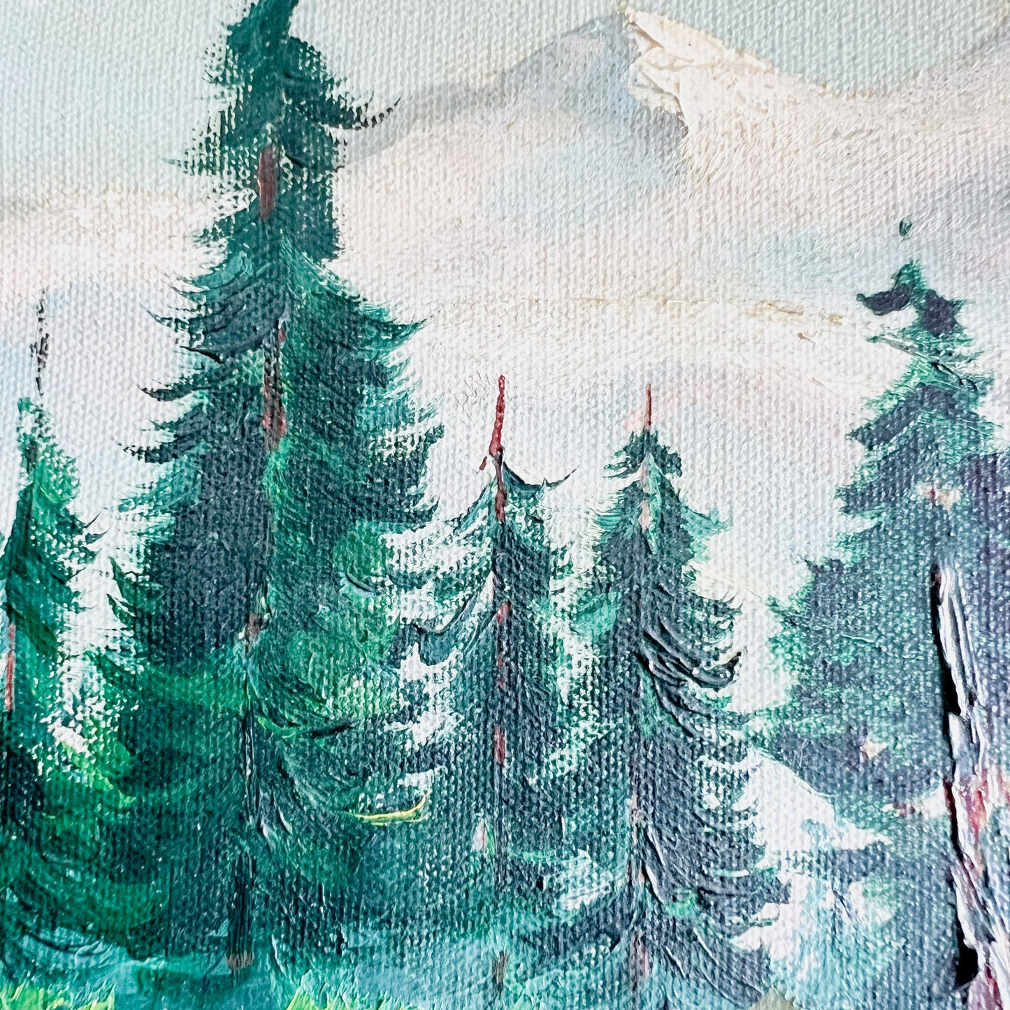 Bert Elstad Painting: Vintage Mid-Century Mountain Landscape Oil on Canvas