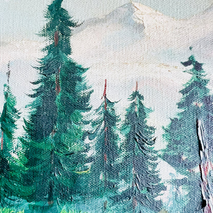 Bert Elstad Painting: Vintage Mid-Century Mountain Landscape Oil on Canvas