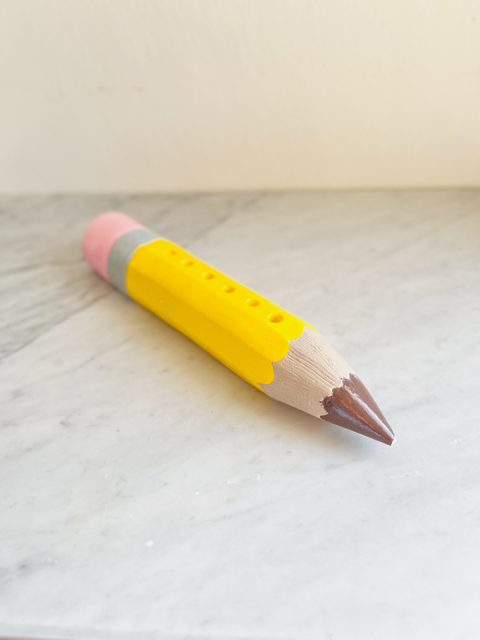 Vintage Novelty Ceramic Yellow Pencil Holder