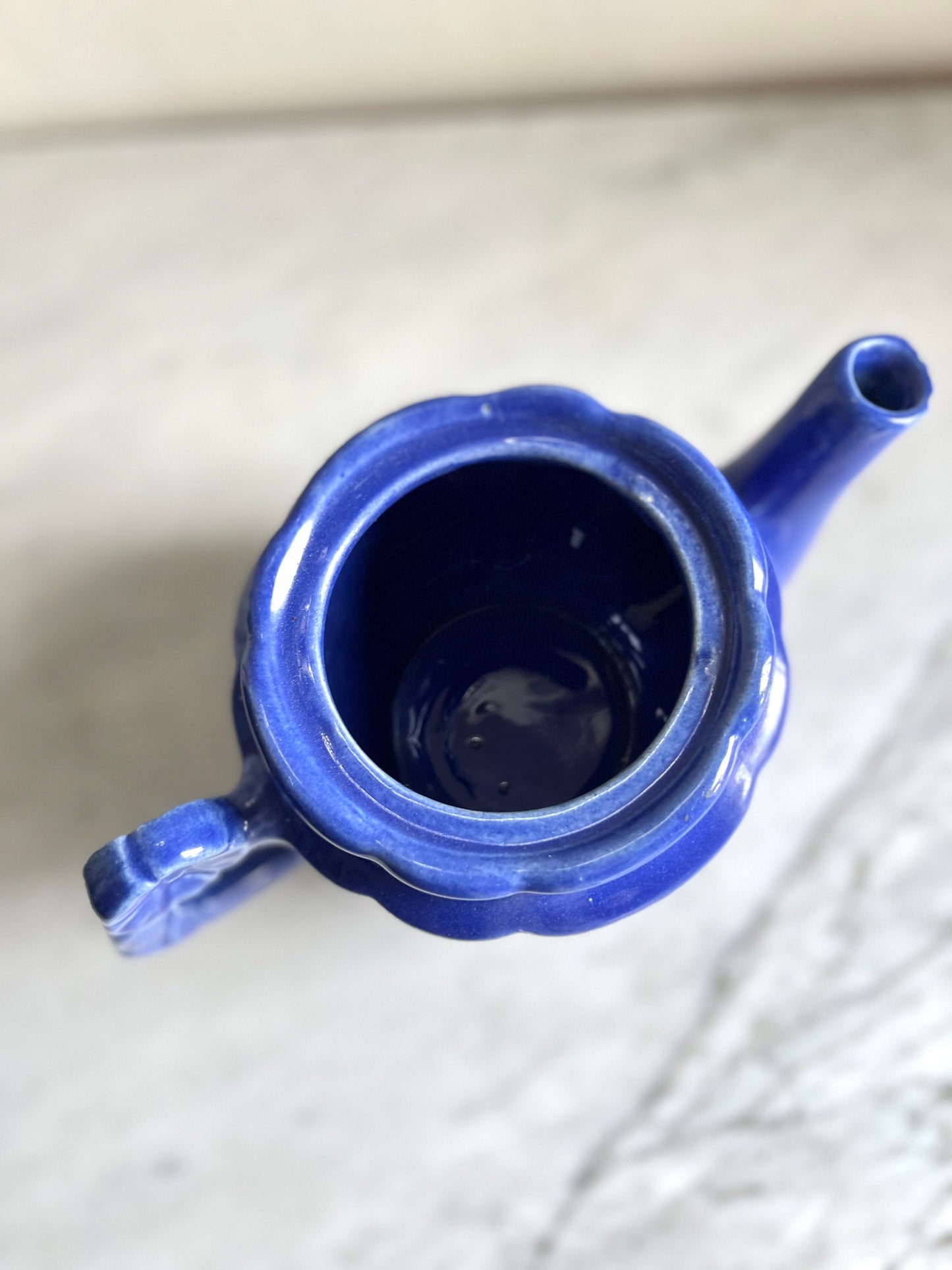 Vintage Shawnee Rosette Teapot Cobalt Blue