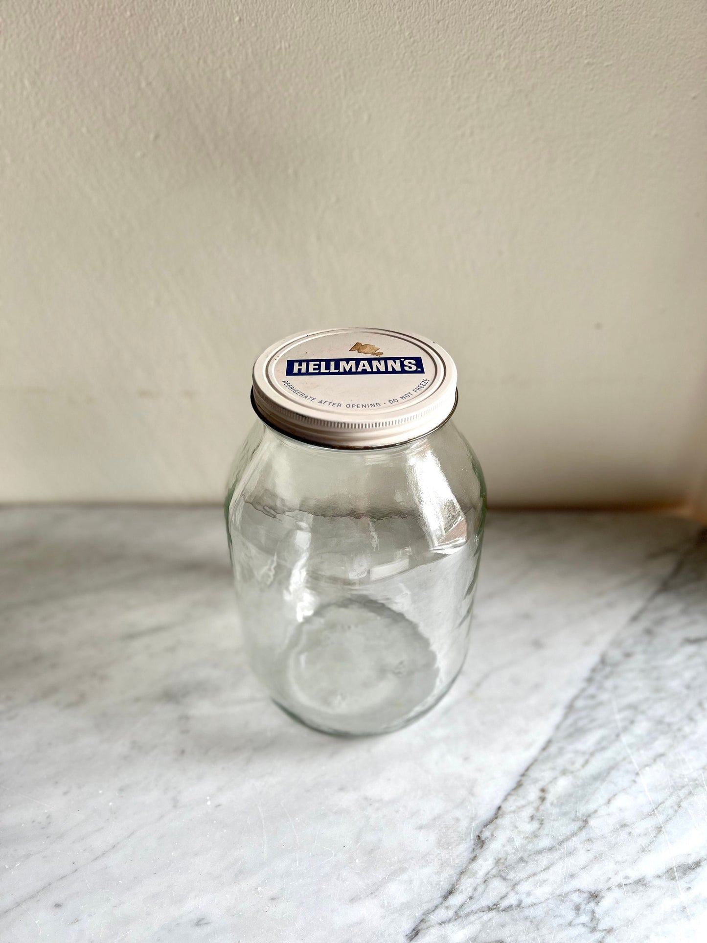 Vintage Hellmann's Mayonnaise Gallon Glass Jar with Original Metal Lid