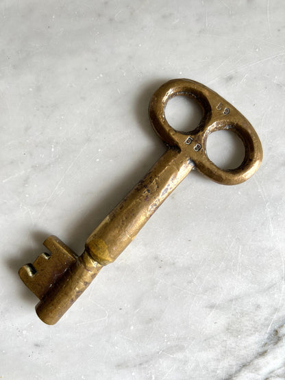 Vintage Brass Skeleton Key: Numbered Decorative Key, Curiosity Collectible