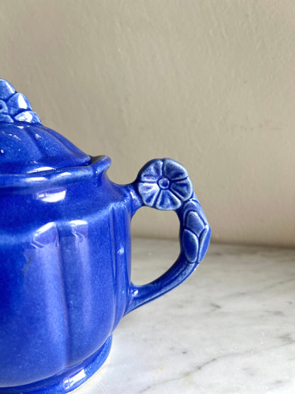 Vintage Shawnee Rosette Teapot Cobalt Blue