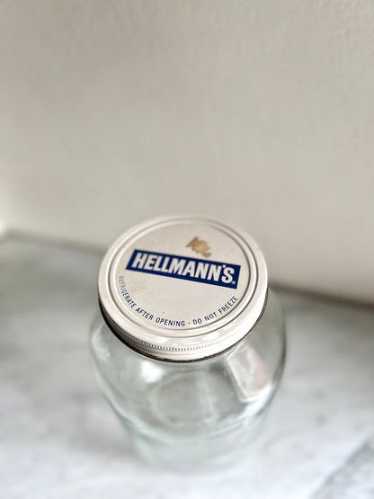 Vintage Hellmann's Mayonnaise Gallon Glass Jar with Original Metal Lid