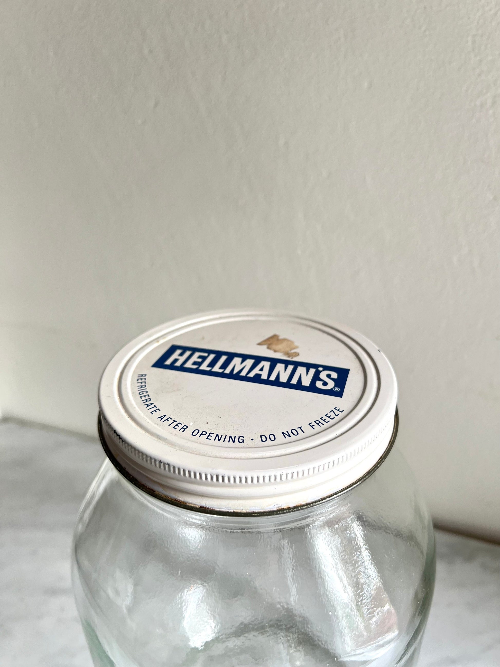 Vintage Hellmann's Mayonnaise Gallon Glass Jar with Original Metal Lid