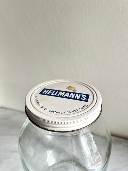 Vintage Hellmann's Mayonnaise Gallon Glass Jar with Original Metal Lid