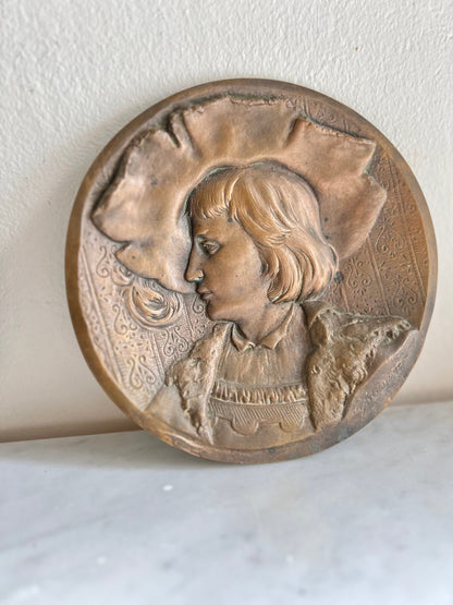 Vintage Bronze Wall Plaques – Art Nouveau Him & Her Portraits, Signed Artist, Ready to Hang