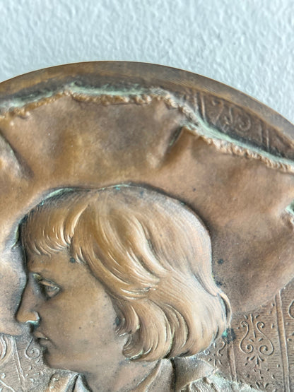 Vintage Bronze Wall Plaques – Art Nouveau Him & Her Portraits, Signed Artist, Ready to Hang
