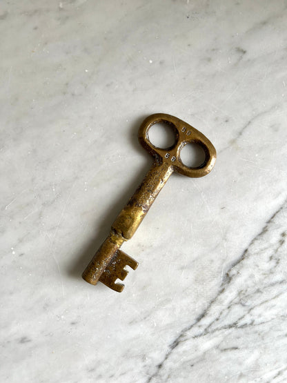 Vintage Brass Skeleton Key: Numbered Decorative Key, Curiosity Collectible