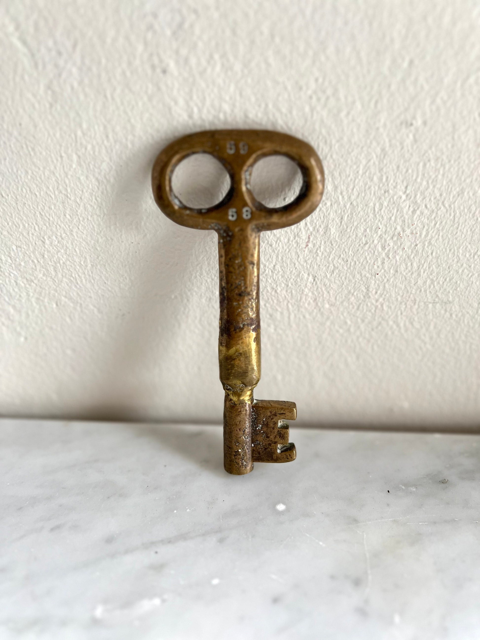 Vintage Brass Skeleton Key: Numbered Decorative Key, Curiosity Collectible
