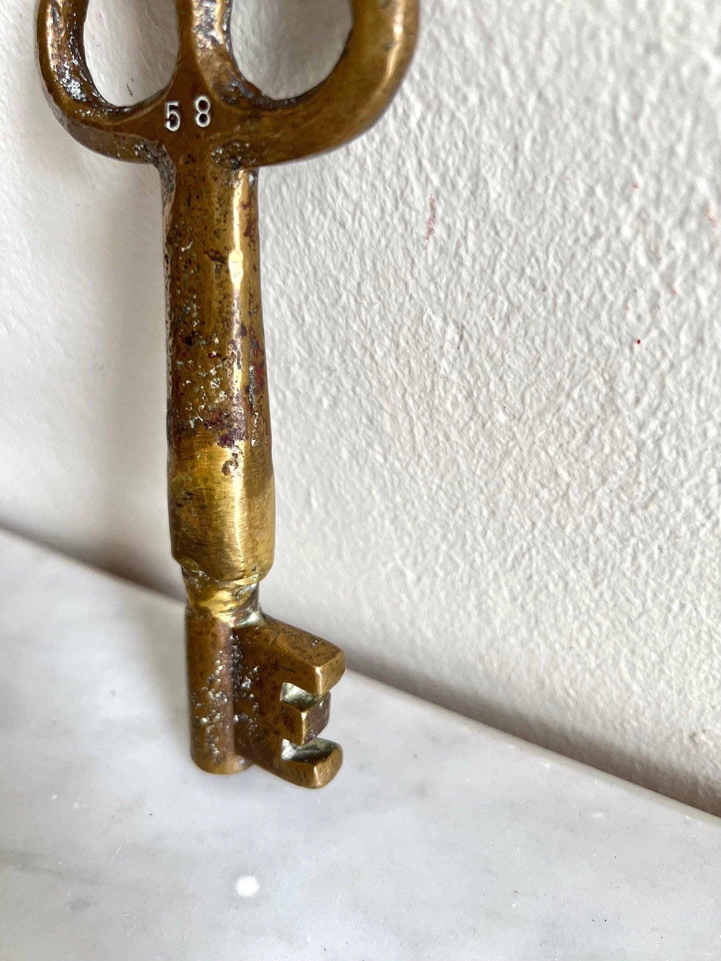 Vintage Brass Skeleton Key: Numbered Decorative Key, Curiosity Collectible