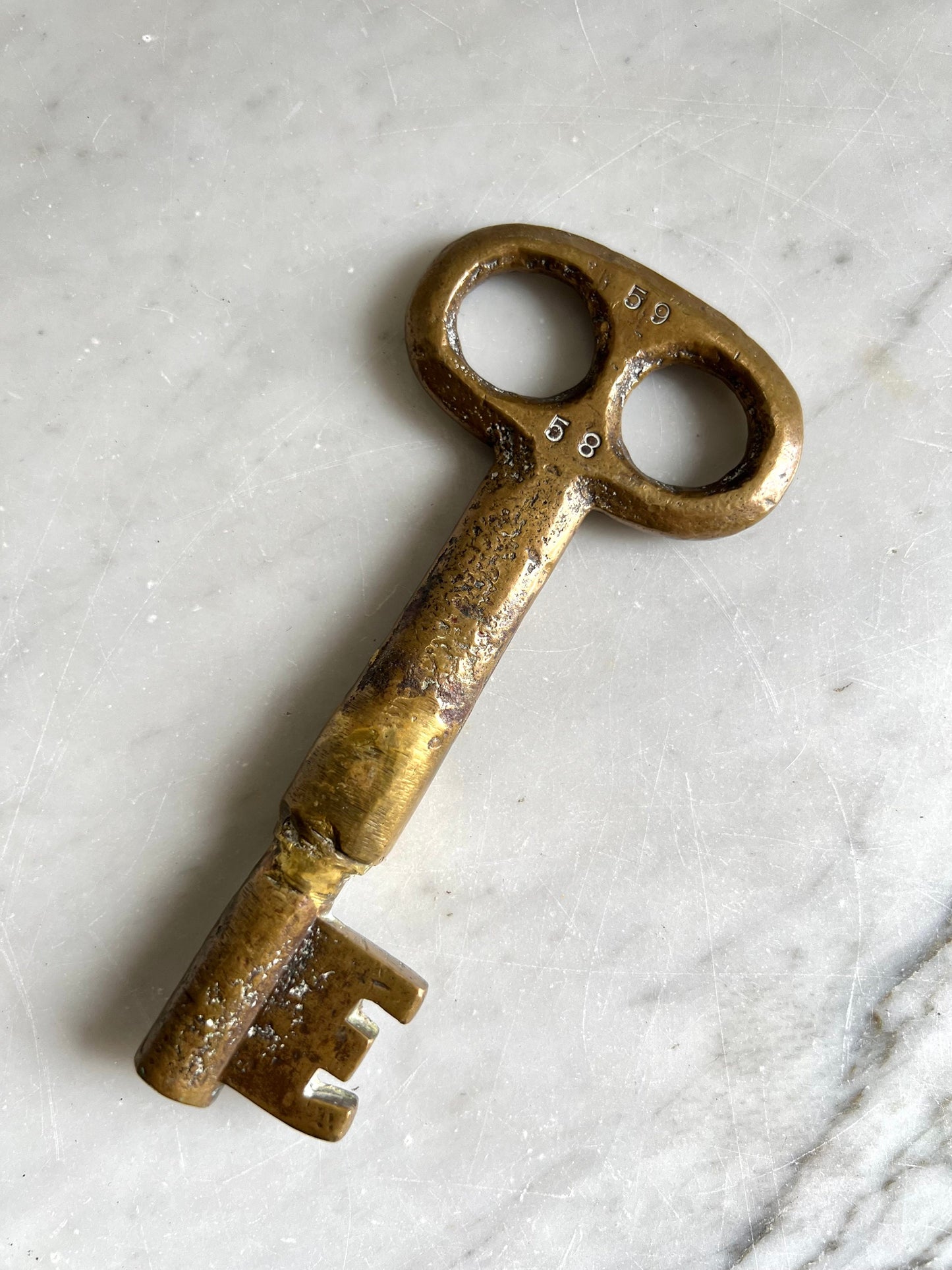 Vintage Brass Skeleton Key: Numbered Decorative Key, Curiosity Collectible