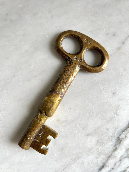Vintage Brass Skeleton Key: Numbered Decorative Key, Curiosity Collectible