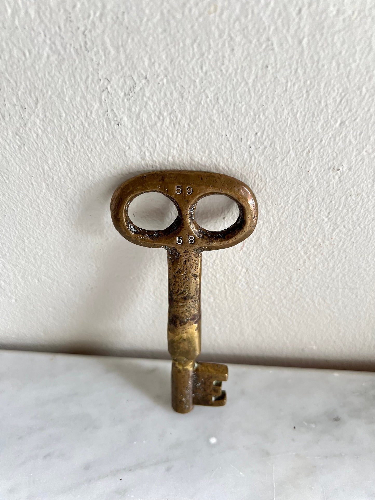 Vintage Brass Skeleton Key: Numbered Decorative Key, Curiosity Collectible