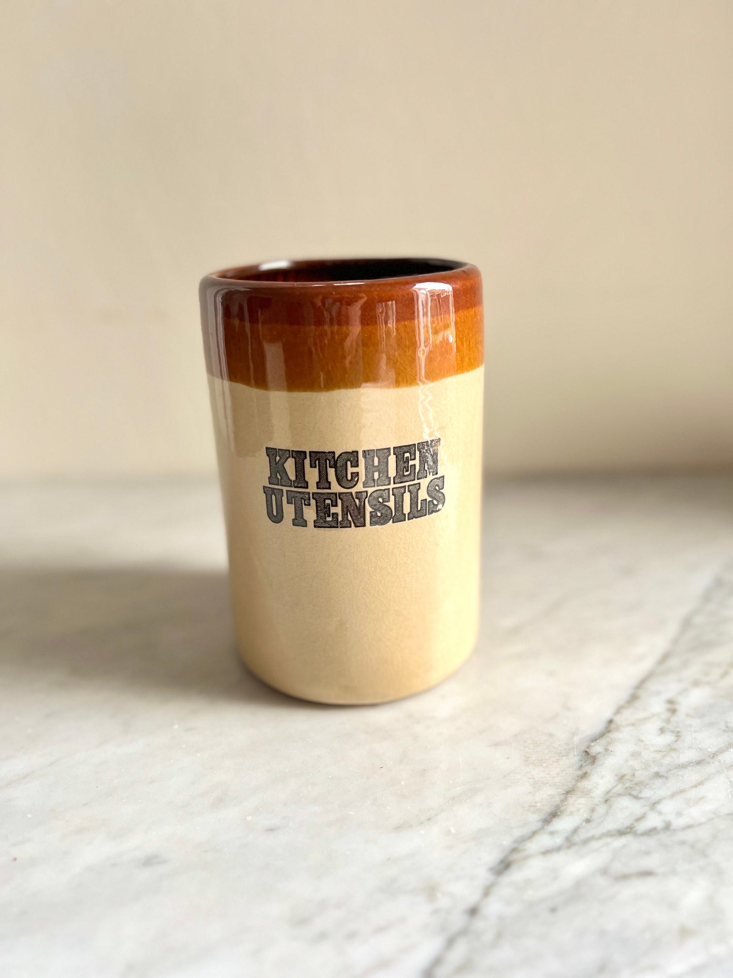 Vintage T.G. Green Stoneware Kitchen Utensil Crock - English Country Decor