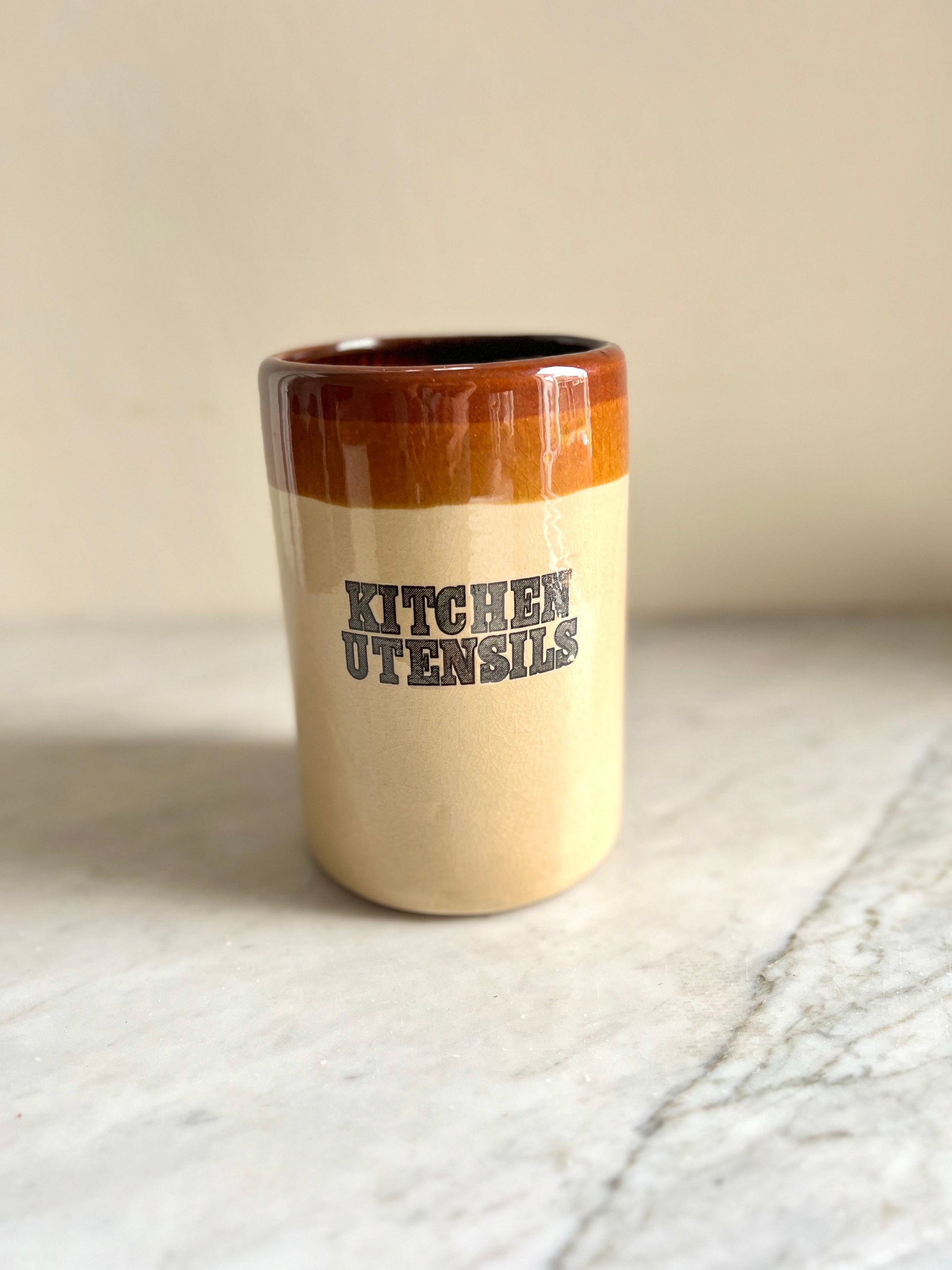 Vintage T.G. Green Stoneware Kitchen Utensil Crock - English Country Decor