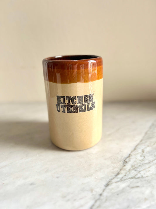 Vintage T.G. Green Stoneware Kitchen Utensil Crock - English Country Decor