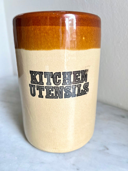 Vintage T.G. Green Stoneware Kitchen Utensil Crock - English Country Decor