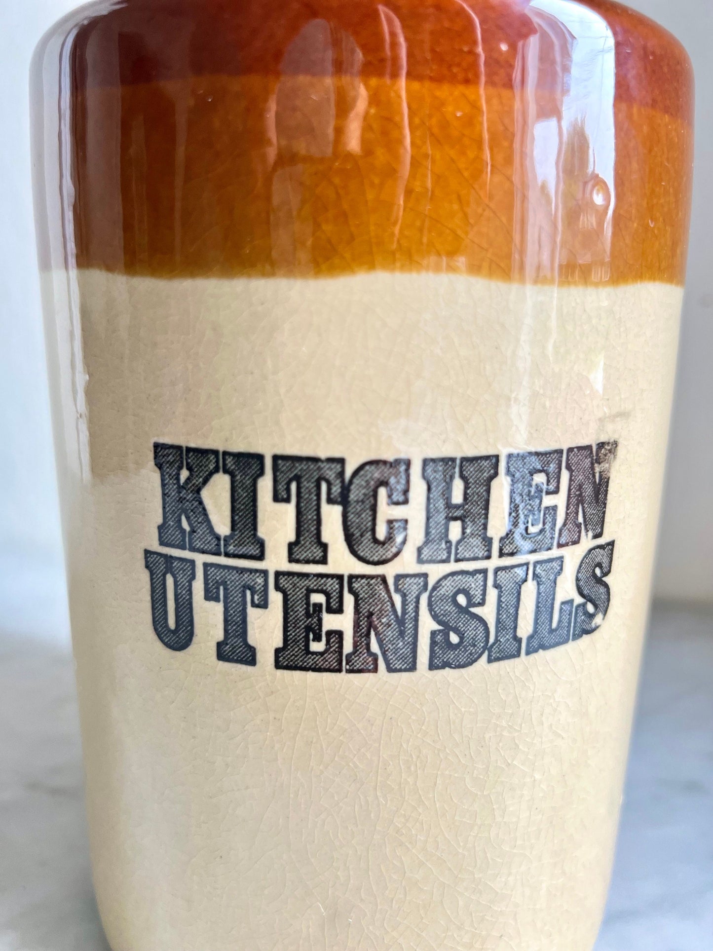 Vintage T.G. Green Stoneware Kitchen Utensil Crock - English Country Decor