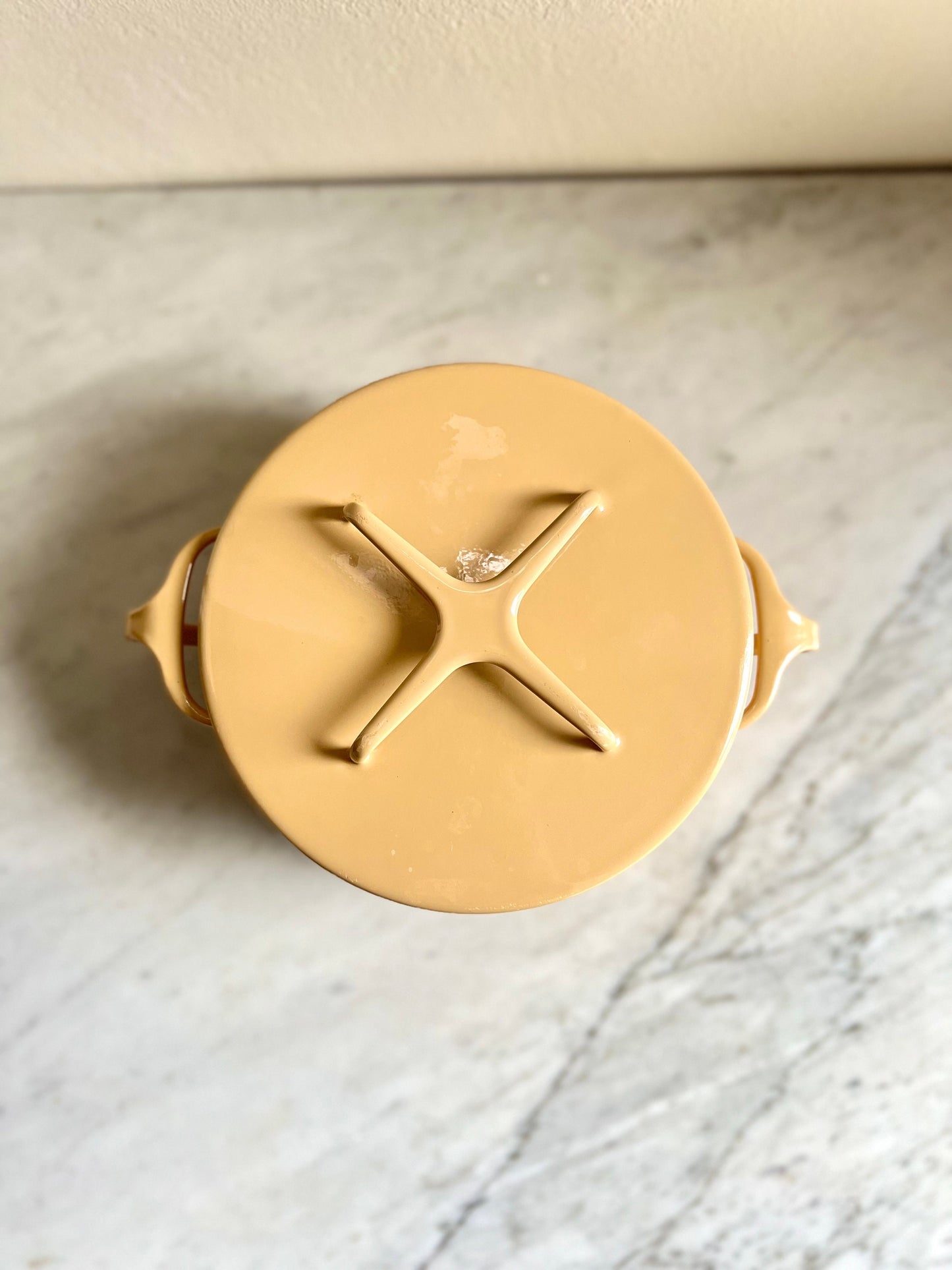 Vintage Dansk Kobenstyle Yellow Dutch Oven: Mid-Century Enamel Cookware