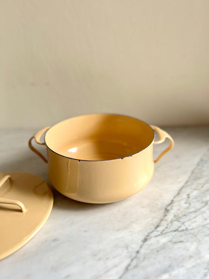 Vintage Dansk Kobenstyle Yellow Dutch Oven: Mid-Century Enamel Cookware
