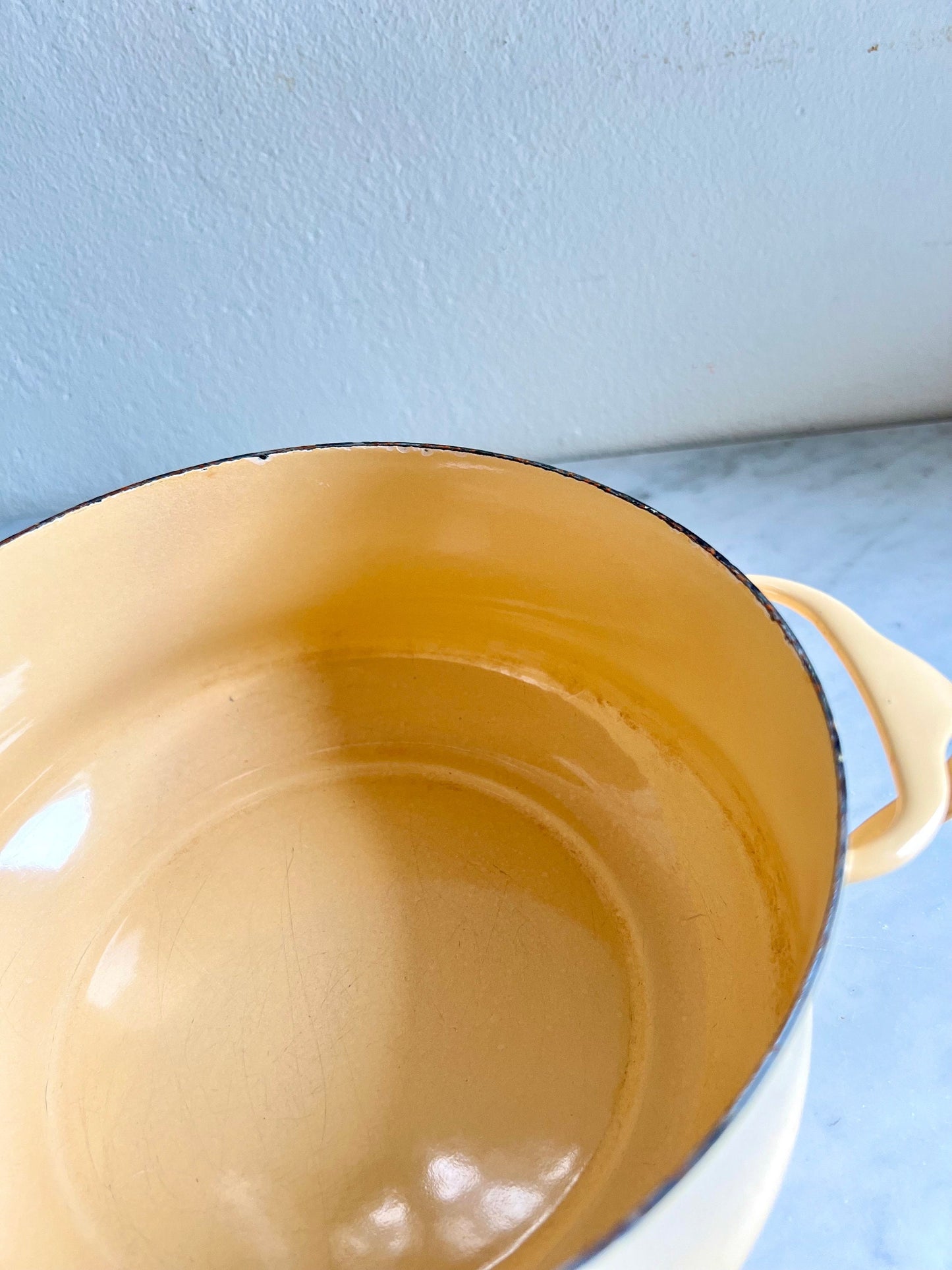 Vintage Dansk Kobenstyle Yellow Dutch Oven: Mid-Century Enamel Cookware