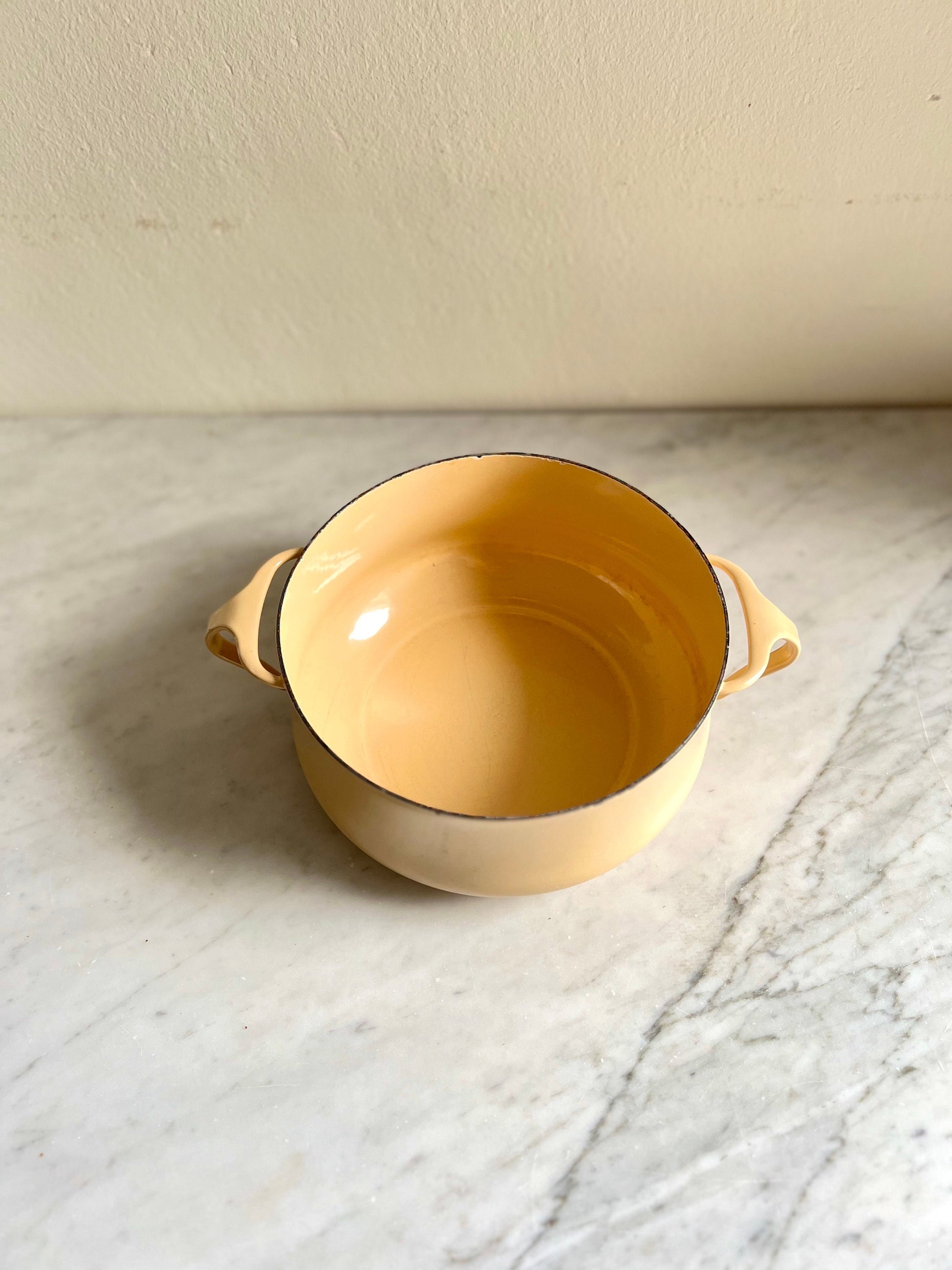 Vintage Dansk Kobenstyle Yellow Dutch Oven: Mid-Century Enamel Cookware