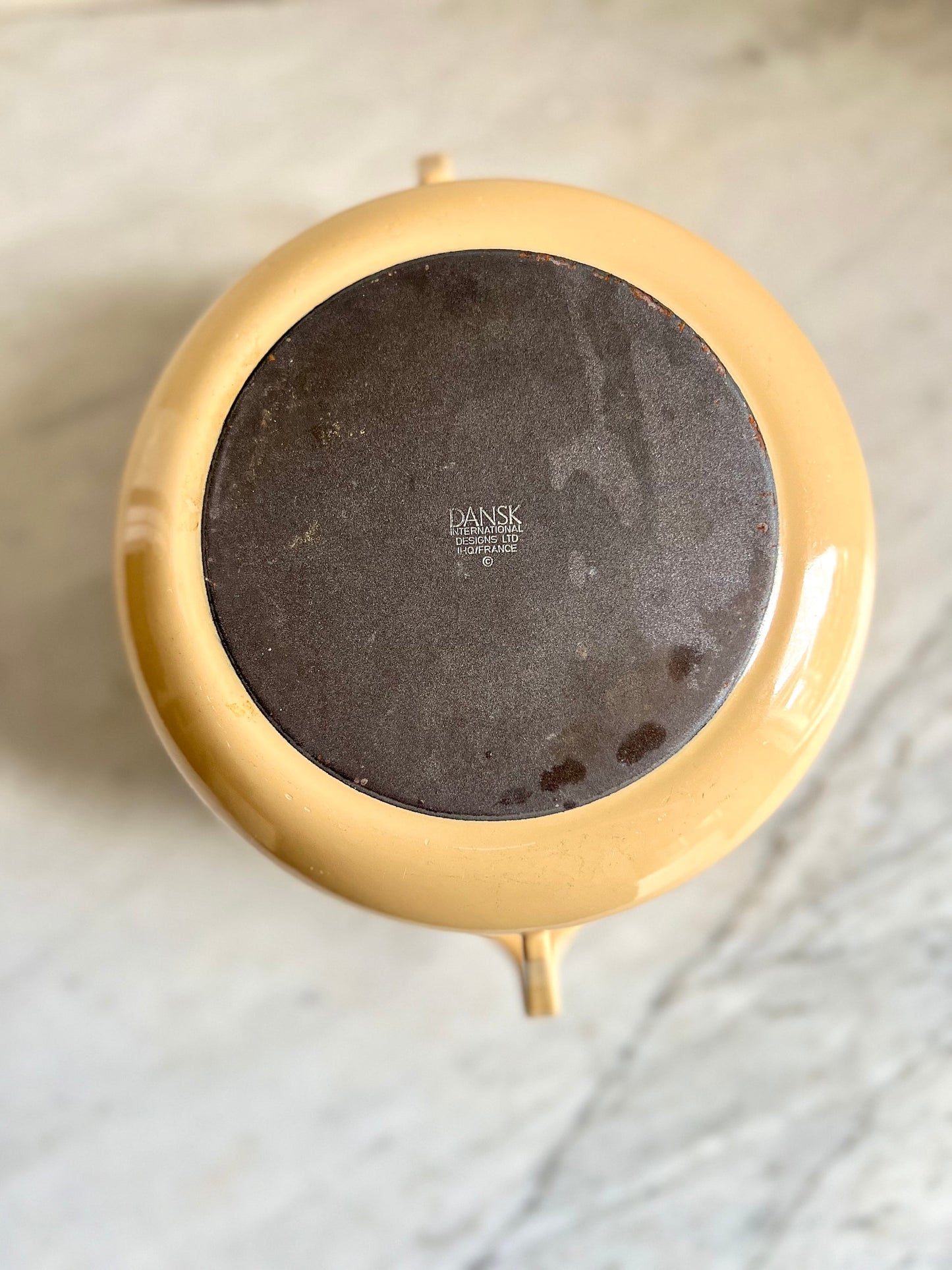 Vintage Dansk Kobenstyle Yellow Dutch Oven: Mid-Century Enamel Cookware