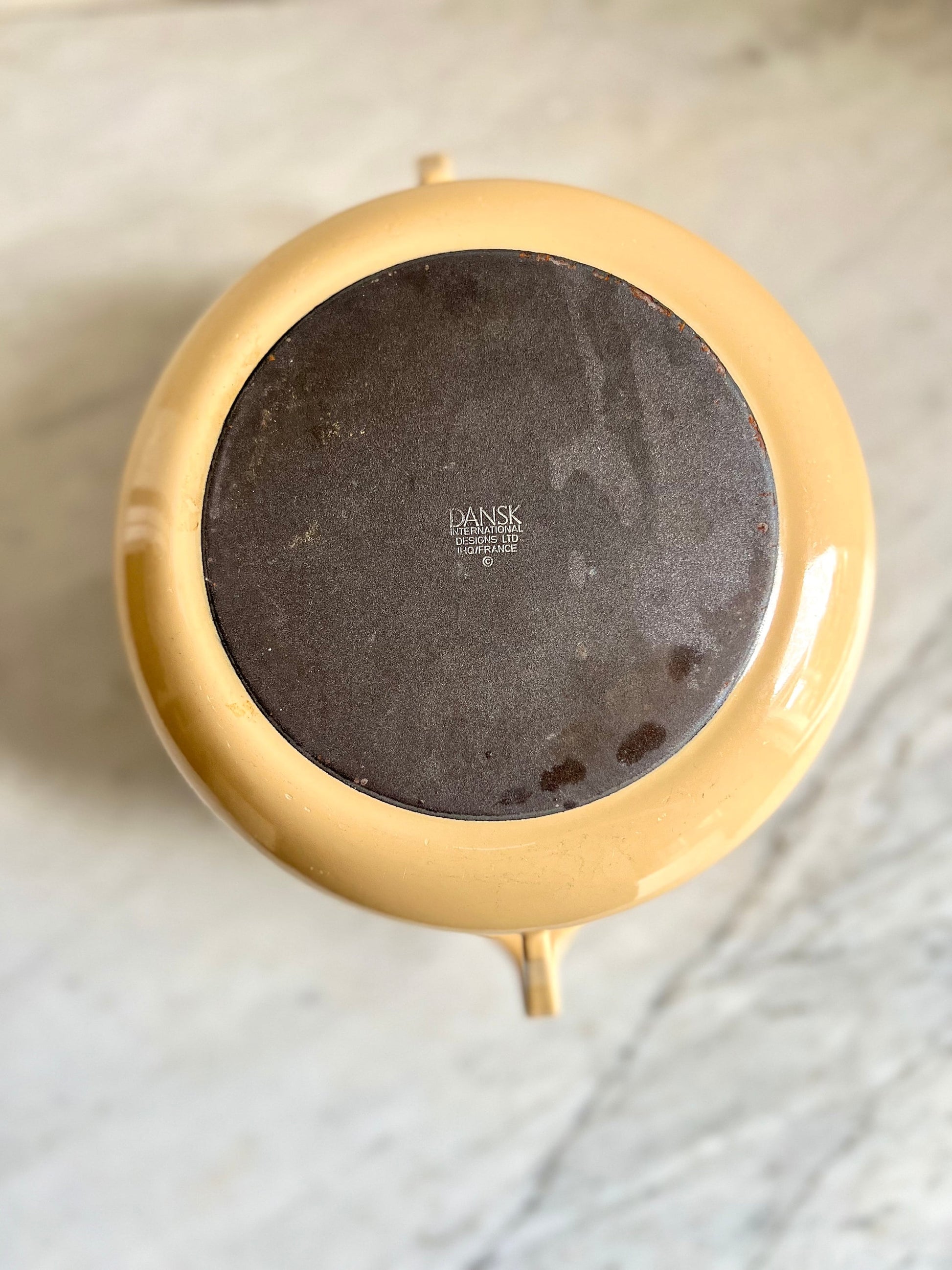 Vintage Dansk Kobenstyle Yellow Dutch Oven: Mid-Century Enamel Cookware